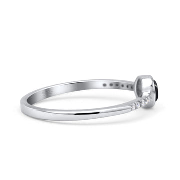 Round Statement Fashion Petite Dainty Thumb Ring Simulated Black Onyx Solid 925 Sterling Silver